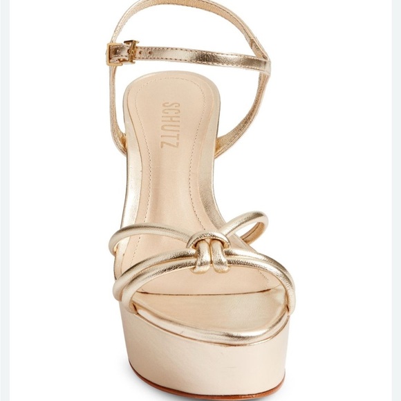 Schutz Kelsie gold platform strappy sandals sz 11 nwob - Picture 2 of 4